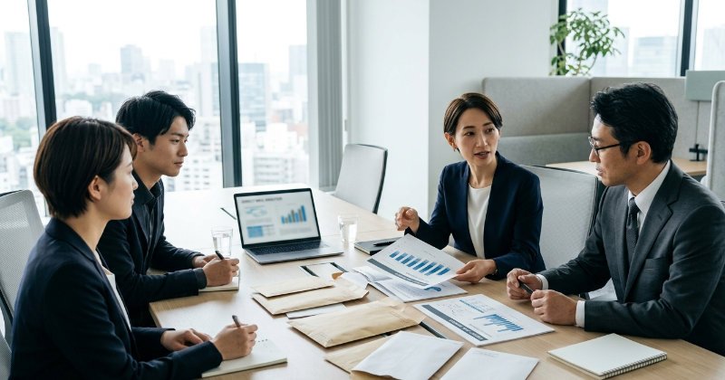 DM発送計画を分析するビジネスチーム