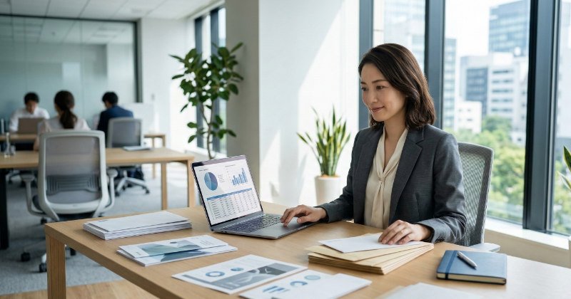 DMマーケティング戦略を最終確認する日本のビジネス担当者