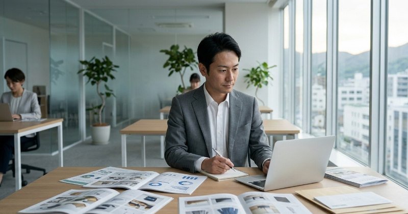 商品マーケティング戦略を検討する日本のマーケティング担当者