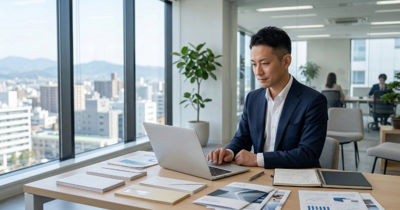 DMマーケティング戦略を最終確認する日本のビジネス担当者