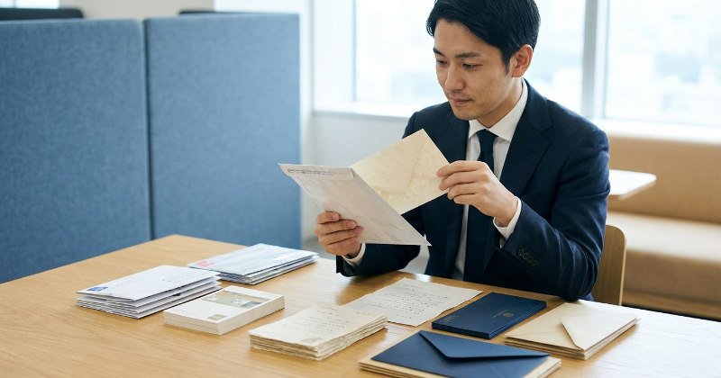 圧着DMや封書DMなど複数形式を比較する様子