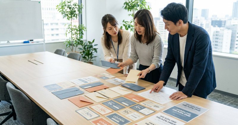 異なるDMデザインを比較検証する様子