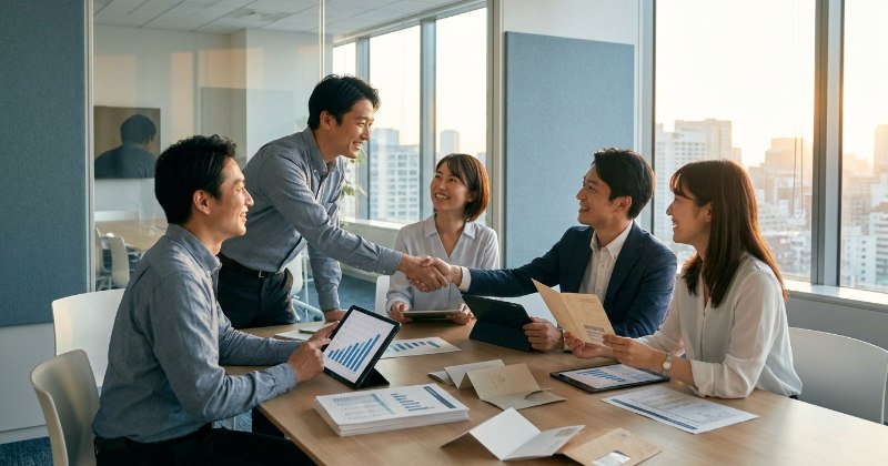 データ分析によるDM改善成果を確認する日本人チーム